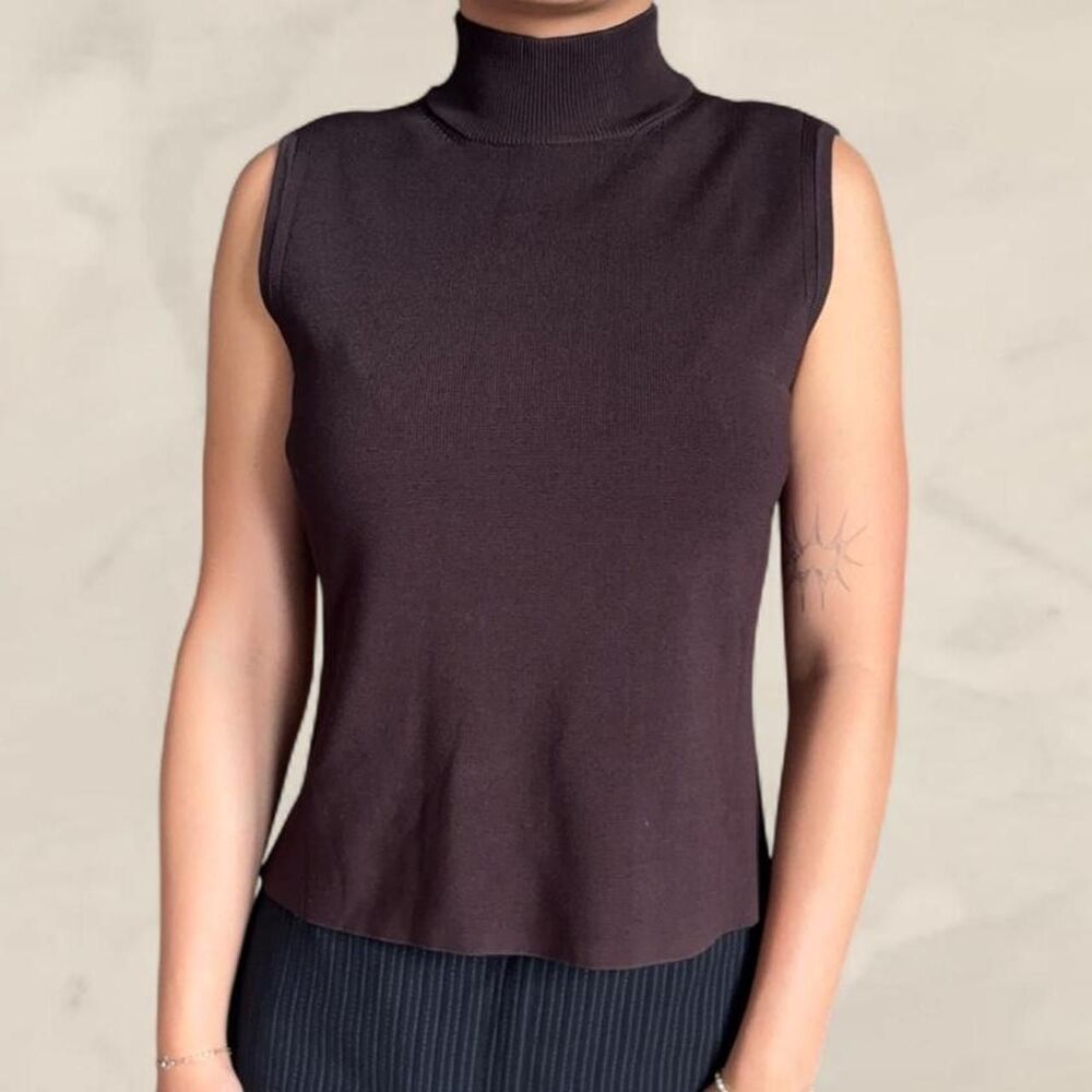 Brown sleeveless mock neck  top Size M vintage
